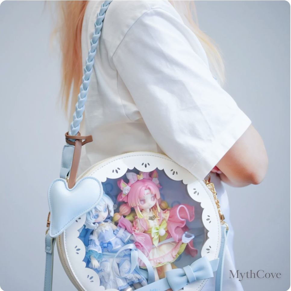 KIKURA Dreamcatcher Round Doll Display Bag for 1/12 BJD Dolls – Pink / Blue