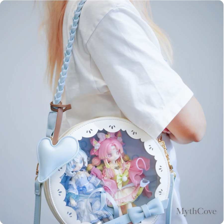 KIKURA Dreamcatcher Round Doll Display Bag for 1/12 BJD Dolls – Pink / Blue