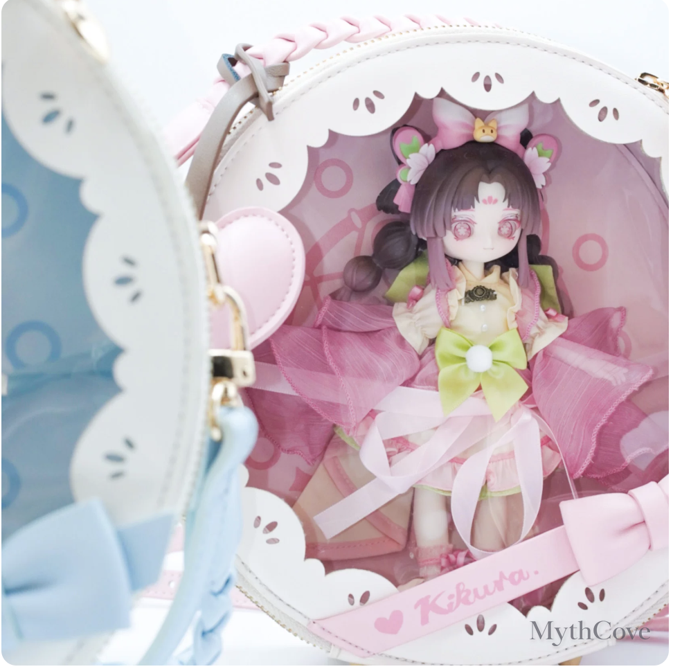 KIKURA Dreamcatcher Round Doll Display Bag for 1/12 BJD Dolls – Pink / Blue