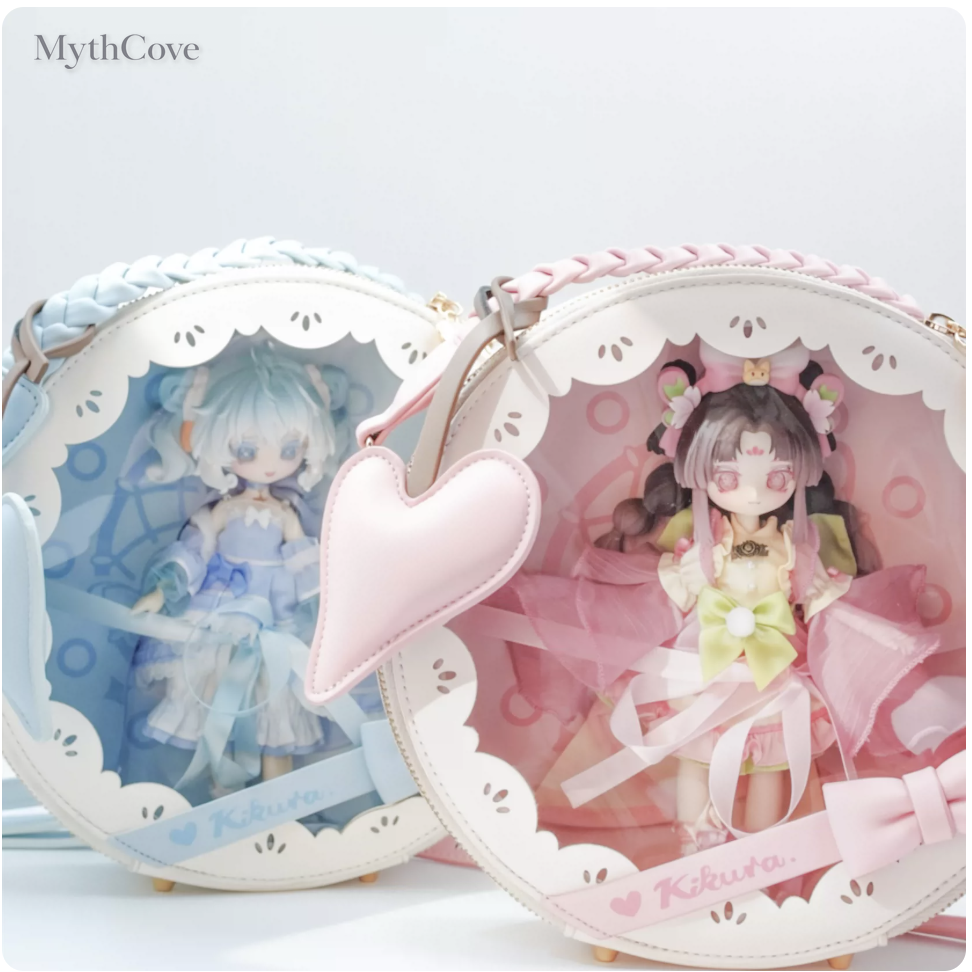 KIKURA Dreamcatcher Round Doll Display Bag for 1/12 BJD Dolls – Pink / Blue