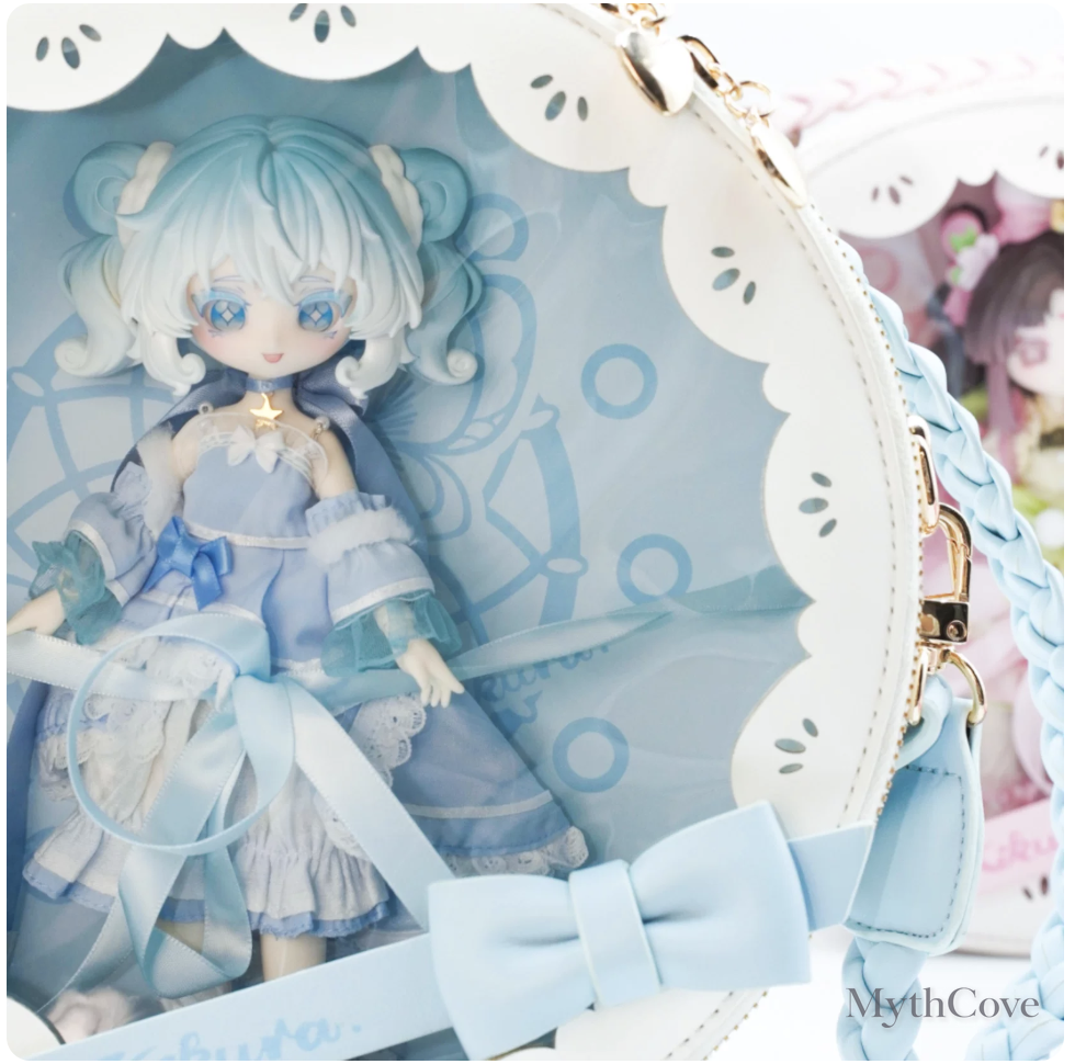 KIKURA Dreamcatcher Round Doll Display Bag for 1/12 BJD Dolls – Pink / Blue