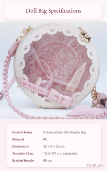 KIKURA Dreamcatcher Round Doll Display Bag for 1/12 BJD Dolls – Pink / Blue