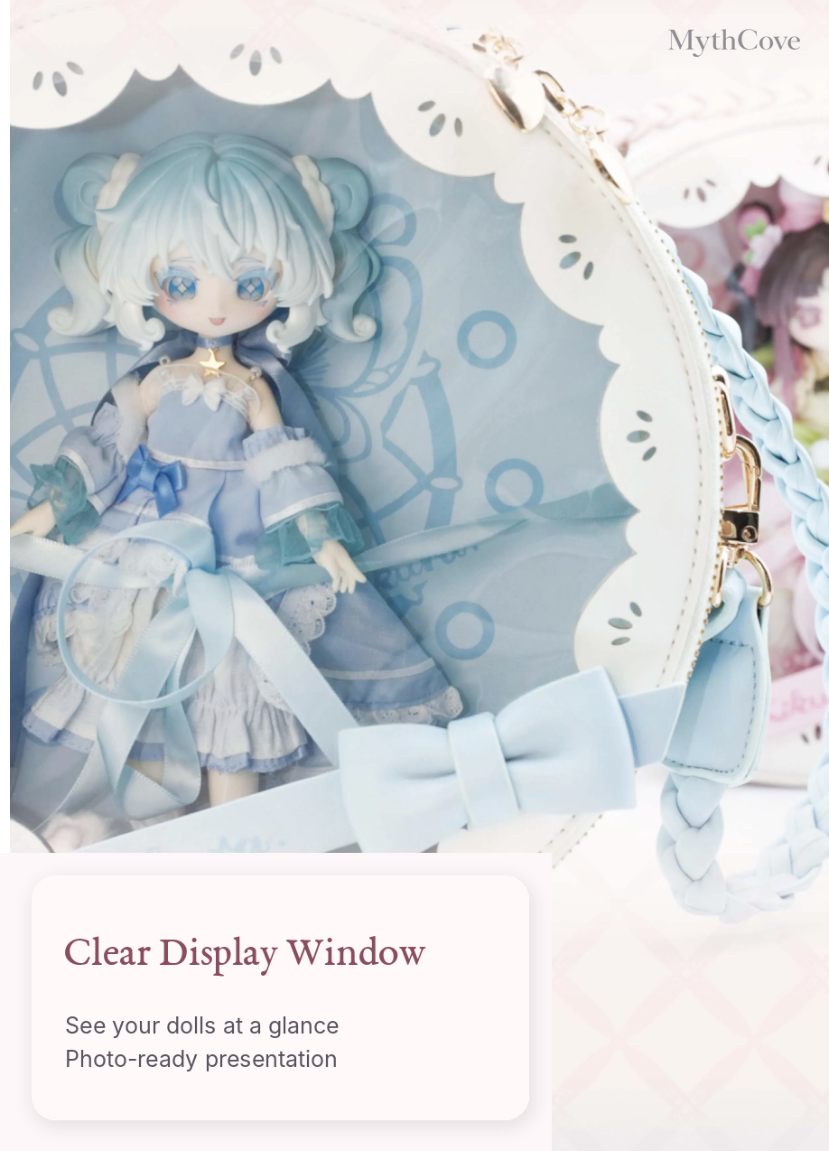 KIKURA Dreamcatcher Round Doll Display Bag for 1/12 BJD Dolls – Pink / Blue